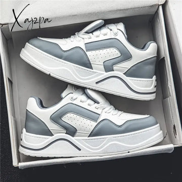 Platform Mens Sneakers Autumn And Winter Pu Leather Teenagers Mixed Color Casual Sports Shoes Bread